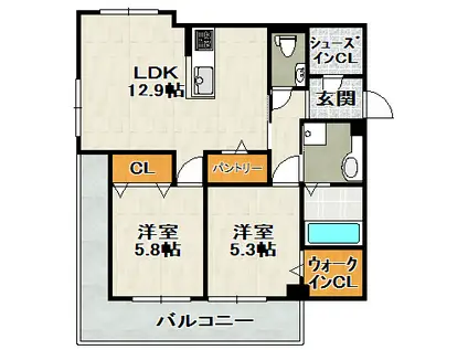 NORDVEST ノールヴェスト(2LDK/3階)の間取り写真