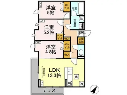 ベル・グレイス(3LDK/1階)の間取り写真