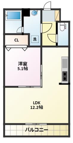パルテール(1LDK/1階)の間取り写真