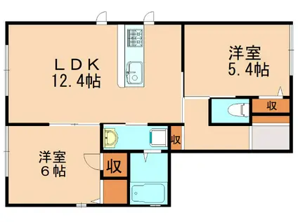 クラニアII(2LDK/1階)の間取り写真