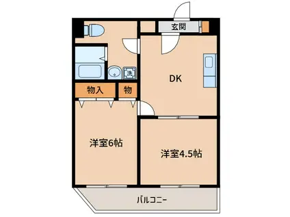 第3田村マンション(2DK/6階)の間取り写真