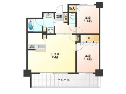 リベールグラン中之島テラス(2LDK/7階)の間取り写真