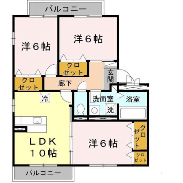 クレールE(3LDK/3階)の間取り写真