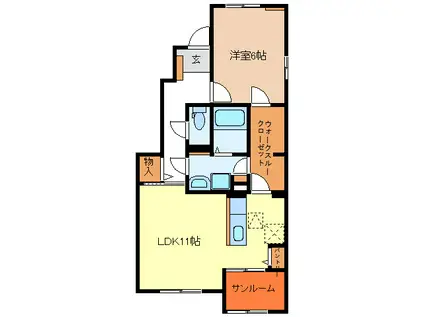 モーニングサンV(1LDK/1階)の間取り写真