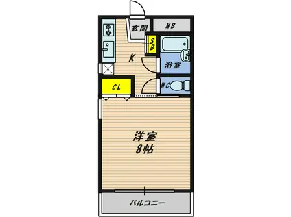 セントラルハイツ(1K/4階)の間取り写真