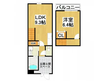 フジパレススリーハーブスほたる(1LDK/1階)の間取り写真