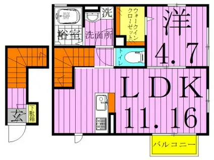 シャルム・Y(1LDK/2階)の間取り写真