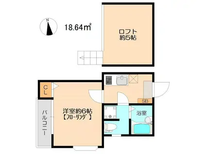 ピュア室見参番館(1K/2階)の間取り写真