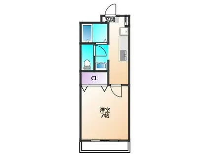 ヴィラ・リビエールII(1K/1階)の間取り写真