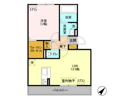 小湊鉄道線 上総村上駅 徒歩24分 3階建 築10年(1LDK/2階)の間取り写真