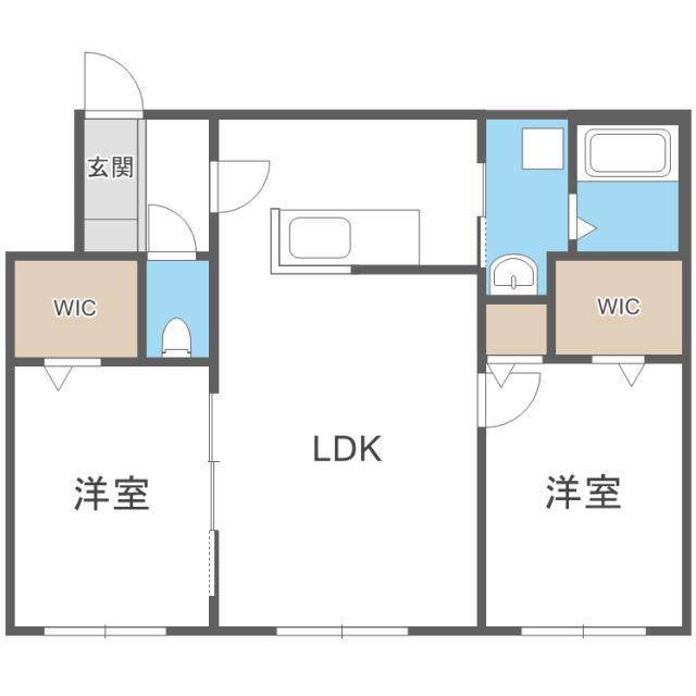 リポーソ栄通(2LDK/2階)の間取り写真