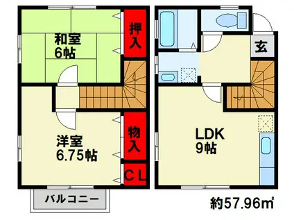 PEACEFUL四季彩 A棟(2LDK/1階)の間取り写真