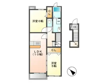 マーシャル(2LDK/2階)の間取り写真