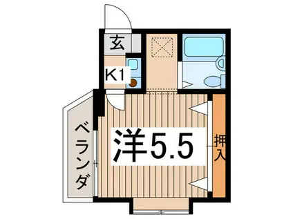 MARE LUCE B(1K/5階)の間取り写真