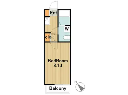 カーサ・アズーロ(1K/2階)の間取り写真
