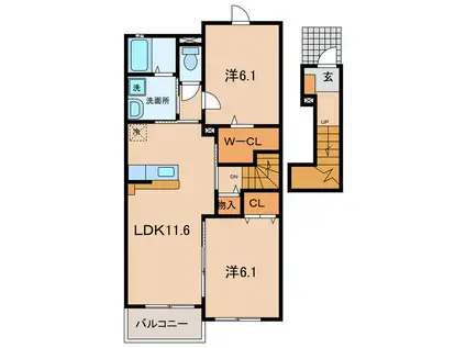 グラシオッソAB(2LDK/2階)の間取り写真