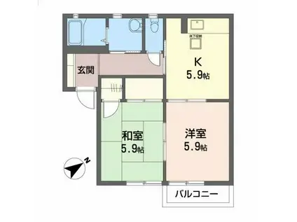 ルミエール大宮I(2K/1階)の間取り写真