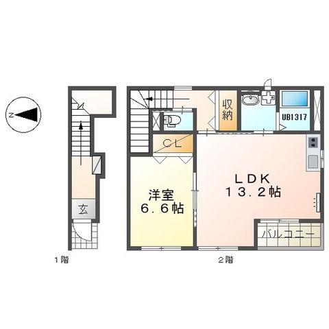 ステイツ(1LDK/2階)の間取り写真