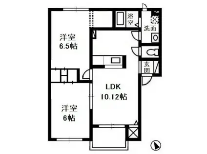 メゾンマルニA棟(2LDK/2階)の間取り写真