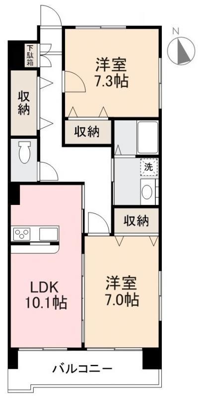 GLITTERIII(2LDK/3階)の間取り写真