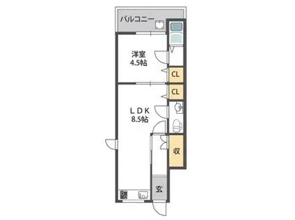 花荘(1LDK/1階)の間取り写真