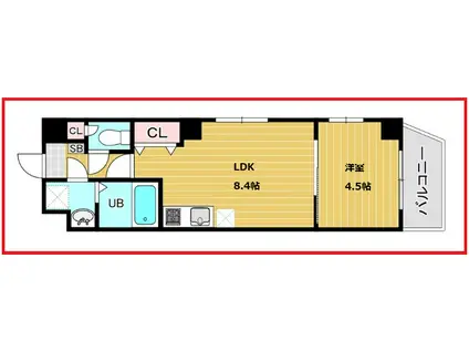 ソレイユ北砂(1LDK/9階)の間取り写真