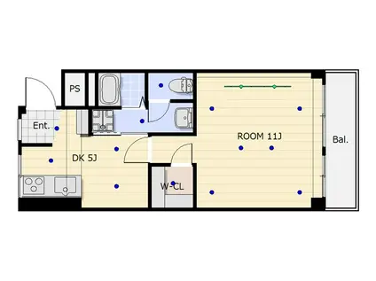 千里ロイヤルハイツ(1DK/2階)の間取り写真