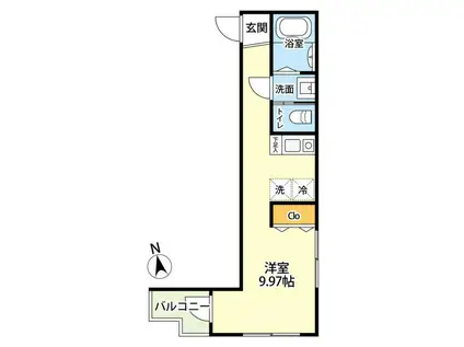 ラ・プロバンス・ドゥ五反野 壱番館(1K/1階)の間取り写真