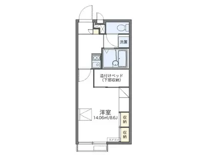 クレマチスC(1K/2階)の間取り写真
