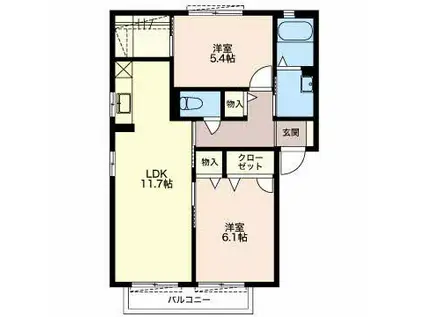 FLEUR SAKURA A(2LDK/2階)の間取り写真