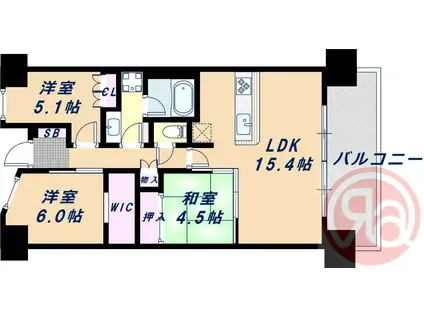 パークホームズノースゲートスクエア(3LDK/12階)の間取り写真