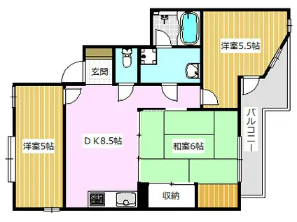 ドムス西高槻(3DK/2階)の間取り写真