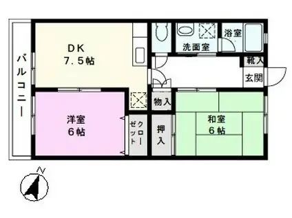 ファミーユ(2DK/2階)の間取り写真