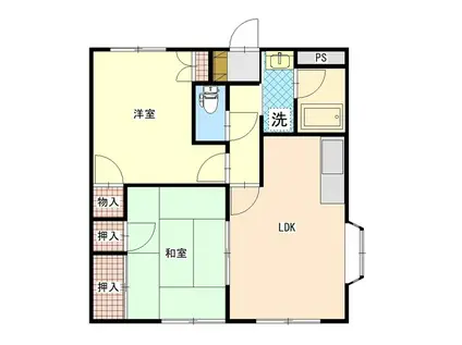 ホーミーハイツ湯川(2LDK/3階)の間取り写真