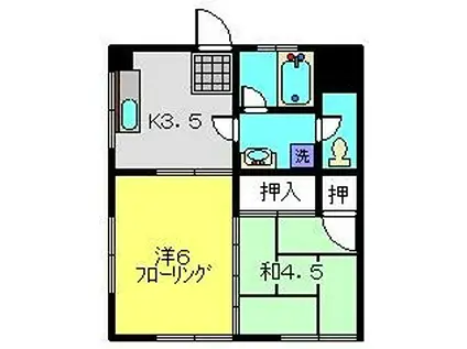山茂登マンション(2K/3階)の間取り写真