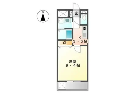 ジュエル(1K/3階)の間取り写真