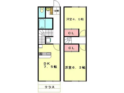 レオパレスラ・フォンテ 14230(2DK/1階)の間取り写真