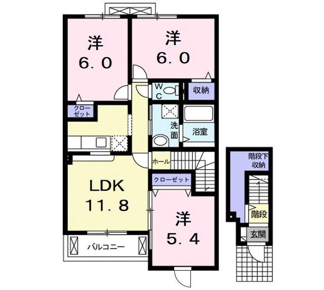 ソレアード・パレス(3LDK/2階)の間取り写真