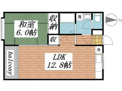 サンワロイヤル長江(1LDK/2階)の間取り写真