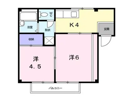 ファミールわかば(2K/2階)の間取り写真