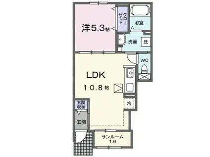 オレンジヴィラージュ(1LDK/1階)の間取り写真