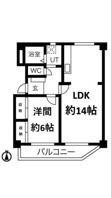 ユーハウス白壁(1LDK/1階)の間取り写真