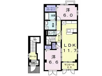 ファーイーストA(2LDK/2階)の間取り写真