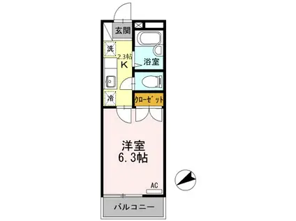第IIメゾン谷端(1K/2階)の間取り写真