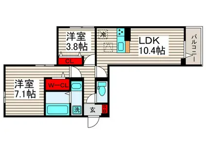 アリエム(2LDK/2階)の間取り写真