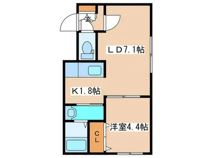 SHERRY(1LDK/2階)の間取り写真