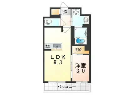 ソルテラス京都東寺HOMARE(1LDK/3階)の間取り写真