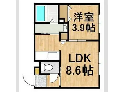 マリオット共栄町(1LDK/4階)の間取り写真