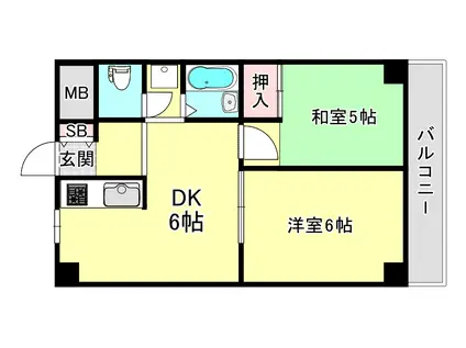 シエール灘(2DK/4階)の間取り写真