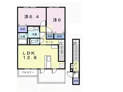 ジェルメスクエア(2LDK/2階)の間取り写真
